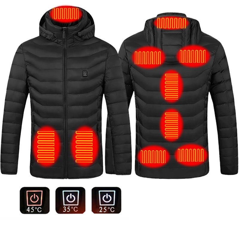Winter Heated Jacket USB Electric Cotton Coat Zip-up Heater Thermal Clothing Heating Vest For Men